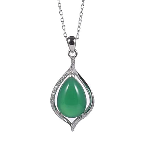 Collier calcédoine verte pour femme idée cadeau pendentif jadéite