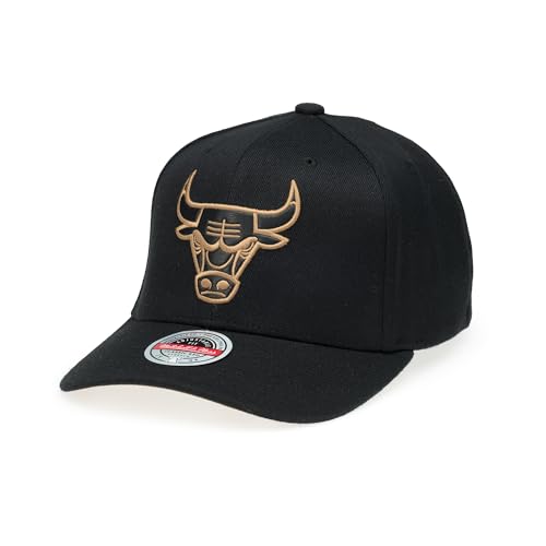Mitchell & Ness NBA Leather Logo Classic Red Snapback Cap - Chicago Bulls, 100% Polyester, verstellbar, Herren, Frauen, Kinder, Unisex, Frühling, Sommer, Herbst, Winter
