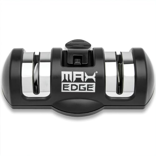 Max Edge Knife Sharpener | Precise Sharpening | Revive Dull Blades with Ease | Diamond & Ceramic Grinding Wheels | Suction Cup Base | Compact Design | 5.51