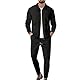 Veriliss Herren 2-Teilige Waffel Soft Hoodies Sweatsuit Sets Male Trainingsanzug-Sets Mit Durchgehendem Reißverschluss, Trendige Jacke Anzug Business Outfits(Schwarz,M)