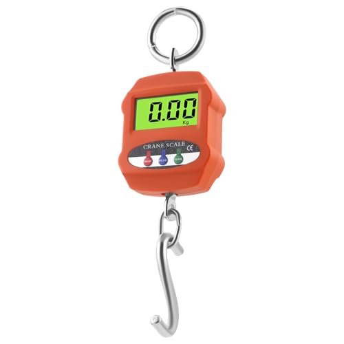 Báscula de grúa digital de 300 kg, báscula industrial colgante con pantalla LCD, báscula de grúa resistente para granja e industria, báscula electrónica portátil colgante en kg/lb/N, con batería