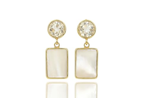 Boucles d'oreilles pendantes en cristal de quartz doré pour femme chic