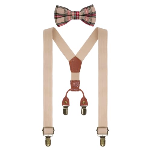 Boys Suspenders and Bow Tie Set Kids Suspenders and Pre-Tied Bow Tie Adjustable Toddler Baby for Kids Wedding Party