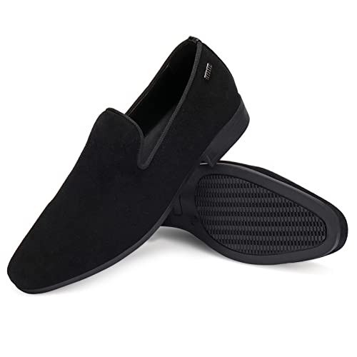 Image of UUBARIS Mens Velvet Loafers Slip-on Dress Shoes Fashion Style Driving Shoes Classic Tuxedo Shoes Casual Oxford Shoes