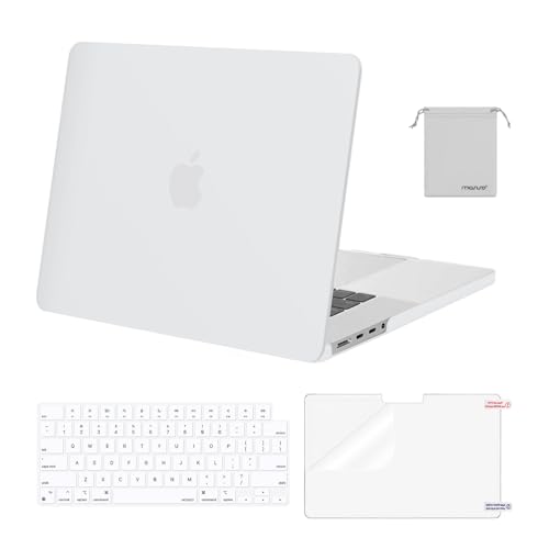 Image of MOSISO Compatible with MacBook Pro 16 inch Case 2025 2024 2023 2022 2021 M4 M3 M2 M1 A3403 A3186 A2991 A2780 A2485 Pro Max, Plastic Hard Shell&Keyboard Cover&Screen Film&Storage Bag, White