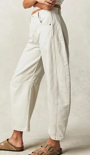 yoeasy Women's Baggy Barrel Jeans Wide Leg Mid Rise Vintage Denim Ankle Pants Y2k Baggy Boyfriend Jeans4