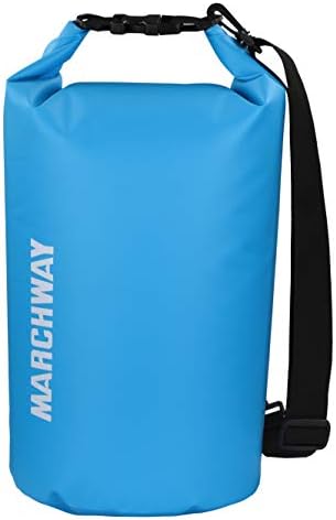 MARCHWAY Floating Waterproof Dry Bag 5L/10L/20L/30L, Roll Top Dry Sack for Kayaking, Rafting, Boating, Swimming, Camping, Hiking, Beach, Fishing, Skiing, Snowboarding (Light Blue, 10L)