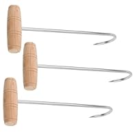 IWOWHERO 3Pcs Stainless Steel Boot Pulls with Long Wooden Handles Portable Shoe Helpers for Easy Wearing Boot Hooks for Men and Seniors