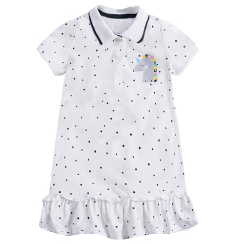 Image of HILEELANG Girls Polo Dress Cotton Short Sleeve Summer Casual School Uniform Dress for Toddler Little Girls 2-8 Years