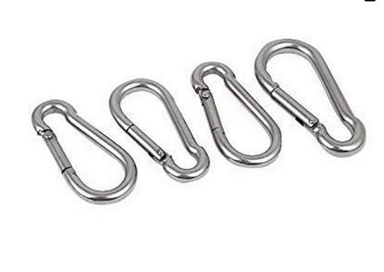 Heavy Duty Stainless Steel Carabiner Clips – Durable Snap Hooks for Camping, Hiking, Keychains, and Outdoor Gear (4)