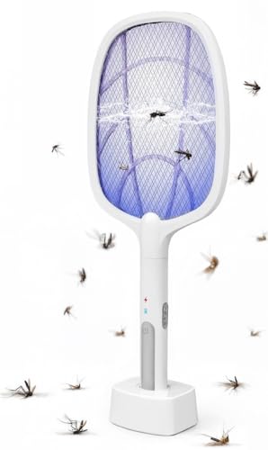 Electric Mosquito Bug Fly Swatter, Bug Zapper Racket Killer USB Rechargeable Bug Zapper Attractant LED Light, Electric Insect Killer Racket Fly Catcher for Indoor and Outdoor Pest Control