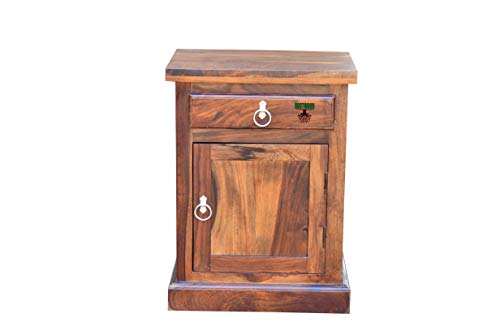 Image of Sheesham Solid Wood Bed Side Table (Finish Color - Natural Brown)