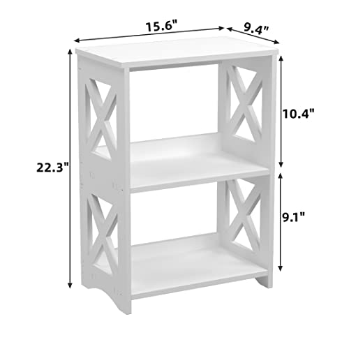 Pikpuk Side Table, Narrow End Table With Storage Shelf, Minimalist Bedside Tables Nightstand, Small Bookshelf Bookcase, Bathroom Storage Shelves, Display Rack For Bedroom, Living Room, Office, White. #TOP2