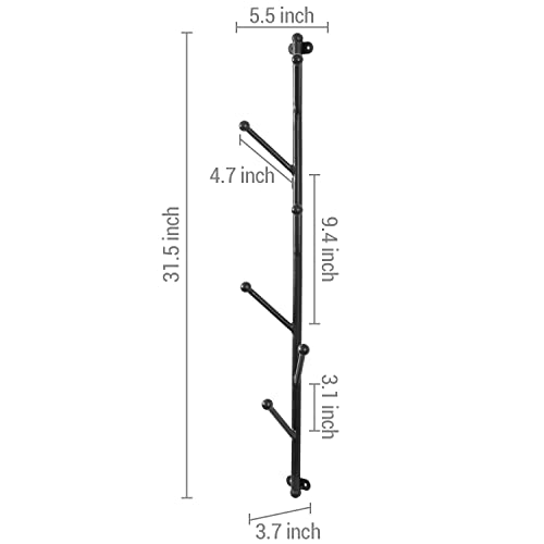 Mygift Wall Mounted Matte Black Metal 6-Hook Entryway Coat Hanger And Hat Tree Rack #TOP4