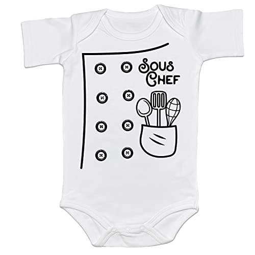 Image of Little Cook Baby Bodysuit Kids Girl Boy SOUS CHEF Shirts Chef Onesie Family Baking Buddy Kitchen Helper Gift for Baker