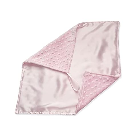 MEG ORIGINAL Baby Girl Security Blanket, Pink Satin and Minky Dot with Loop Cover