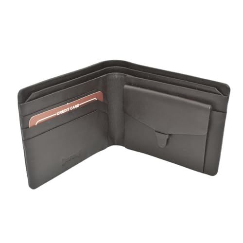 Image of Genuine Leather Bi-Fold Wallet (Brown) for Men | 3 Card Slots, 2 Hidden Pockets, 3 Notes Compartments and 1 Coin Compartment | Non-Stitched, Seamless Design, Stylish and Durable