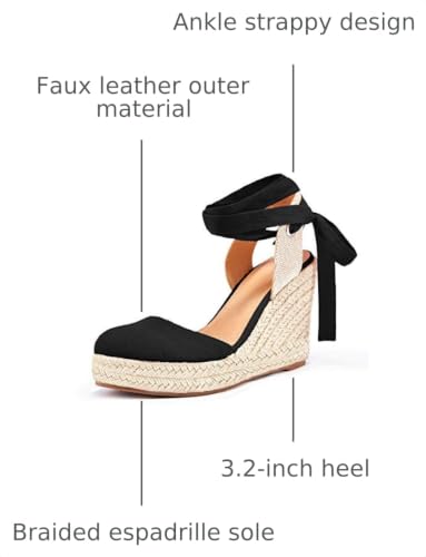 Image of FISACE Womens Summer Espadrille Heel Platform Wedge Sandals Ankle Buckle Strap Closed Toe Shoes