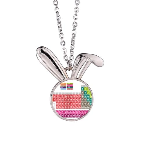 Collier pendentif lapin et tableau périodique pour passionné de chimie et science