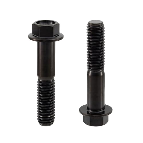 Image of Rison Titanium Flanged Hex Head Bolt M6x1.0x20mm 6AL4V Aerospace Grade Black Ti for Motorcycle Car Modification - Pack of 5