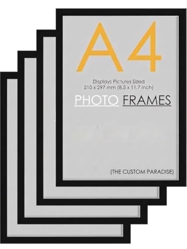 Image of A4 Size Photo Frames – Wall & Tabletop Display, Lightweight Black Frame Khali Frame /A4 Size, 9X12inches (4, Black)