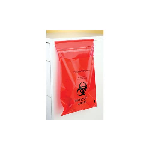 Plasdent PLS-PS850 BioHazard Stick-On Waste Bags 9 x 10 Red 200/Bx