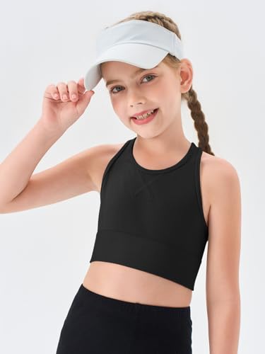 Haloumoning Girls Training Bra Athletic Sports Bra for Kids Racerback Dance Yoga Crop Tops 7-14 Years2