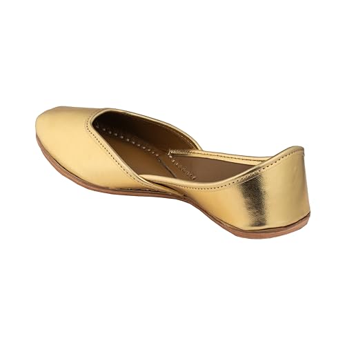 Image of KORAKARI Women's Traditional Ethnic Amber Punjabi Jutti, Leather Flat Comfortable Mojaris for Girls