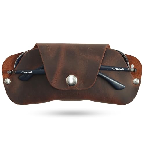 Image of Toprank Leather Eyeglass Case - Handmade Slim Sunglasses Holder, Genuine and Universal Fit for Men and Women
