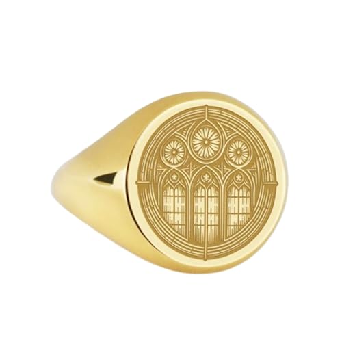 Bague gothique en argent 925 antiallergique chevalière or 14mm