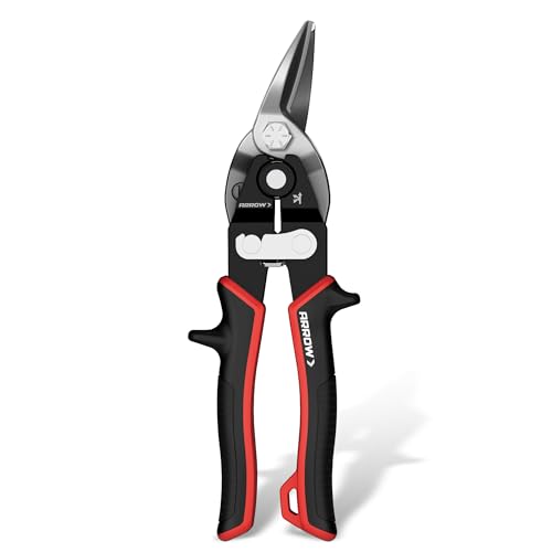 ARROW 8-inch Tin Snips for Cutting Metal Sheet, CR-V Steel Aviation Snips, High Leverage Labor-saving Metal Cutter, Left Cut