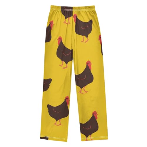 ZZXXB Roosters Pattern Boys Long Pants Soft Trousers Elastic Waist Kids Lounge Bottoms with Pockets S-XL2