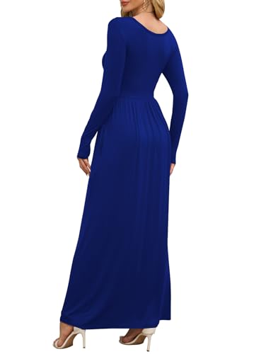 Image of DEARCASE Women's Maxi Dress Long Sleeve Crewneck Empire Waist Long Dresses