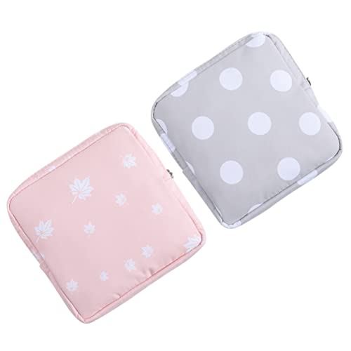 Housoutil Outdoor Sanitary Towel Storage Pouch Large Capacity Zippered Pouch Cotton Material for Women Girls Traveling