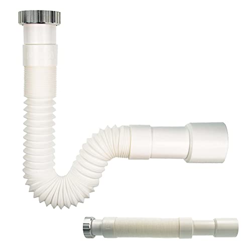 tecuro Tubo di scarico flessibile, 1 1/4 x 32/40 mm, sifone/sifone per lavello da cucina, estensibile da 320 a 700 mm