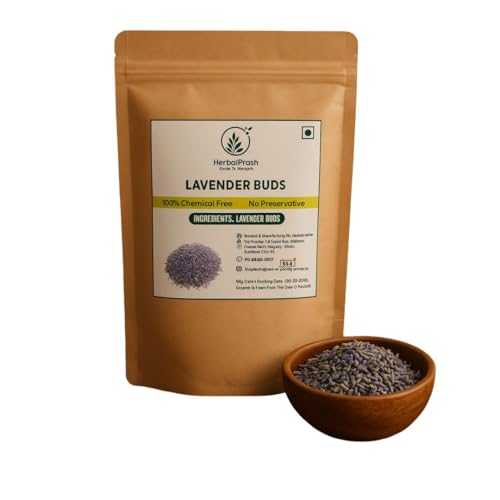 Image of HERBALPRASH Dried Lavender Buds - 50g | 100% Natural & Fragrant | Culinary Grade for Tea, Baking, Aromatherapy & Skincare | Stress Relief & Relaxation