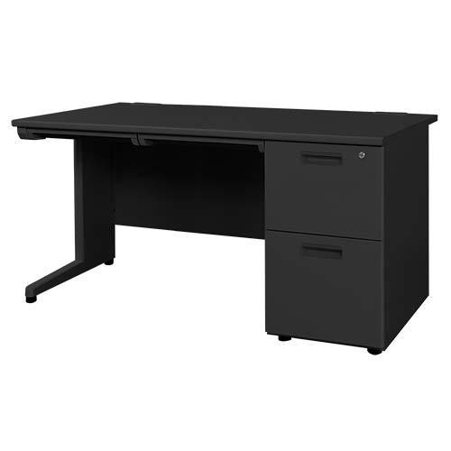 【法人専用】LOOKIT エグゼクティブデスク 幅1400mm 片袖2段 事務机 ブラック LKD-147BK
