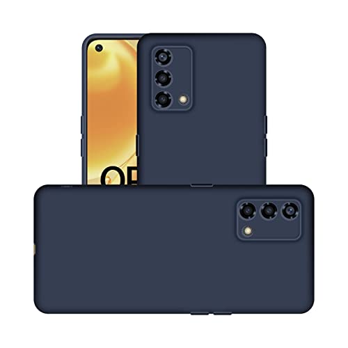 Image of Case Creation Liquid TPU Silicone Cover for Oppo F19 Soft Case,Anti-Dirty Slim Case Frosted Matte Cute Candy TPU Raised Bezel (Splash of Color) Back Case Cover for OppoF19 -Navy Electric Blue