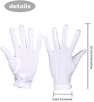 SATINIOR 6 Pairs White Gloves for Men Usher Pallbearer Parade Nylon Costume Gloves for Funeral Formal Cosplay Party