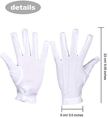 SATINIOR 6 Pairs White Gloves for Men Usher Pallbearer Parade Nylon Costume Gloves for Funeral Formal Cosplay Party