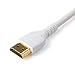 StarTech.com 6ft (2m) Slim HDMI 2.0 Cable, Flexible Premium HDMI Cord with Ethernet, UHD 4K 60Hz HDR10, Durable Aramid Fiber Design w/ TPE Jacket, White