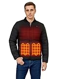 ORORO Men's Lightweight Heated Jacket with Battery, Heated Puffer Coat for Outdoors (Charger Not Included) (Black, L)