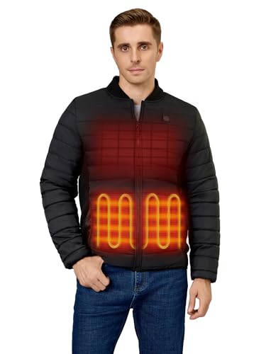 ORORO Men's Lightweight Heated Jacket with Battery, Heated Puffer Coat for Outdoors (Charger Not Included)