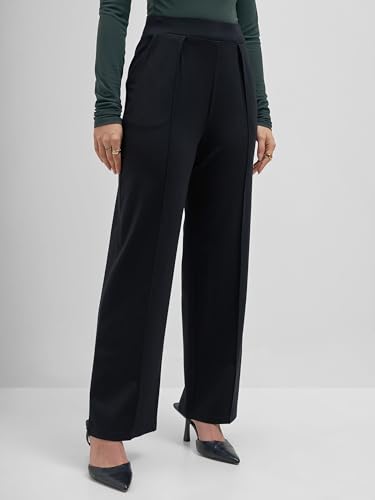 Image of Tokyo Talkies Wide Leg Relaxed fit Korean Pants |Ultra Soft|High Rise Pleated Trousers |Workwear|Formal All Day wear