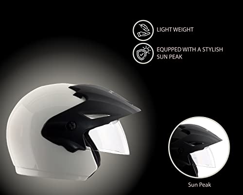 Vega Cruiser ISI Certified Lightweight & Compact with Peak Open Face Helmet for Men and Women with Clear Visor(White, Size:M) - Image 6