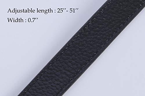 VanEnjoy Full Grain Leather Adjustable Replacement Cross Body Purse Shoulder Strap, 0.7” Width, Adjustable Length 25”-51” (Black-Grey Buckles)4