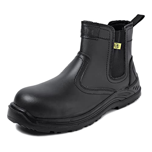 BLACK HAMMER Botas de Seguridad para Hombres Zapatos de Trabajo de Cuero Puntera de Acero...