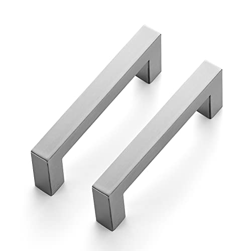 Ravinte 3 Pack 3-1/2 Inch Square Cabinet Handles Satin Nickel Pulls Brushed Nickel Drawer Pulls Kitchen Cupboard Hardware for Cabinets Cupboard Drawer Handles