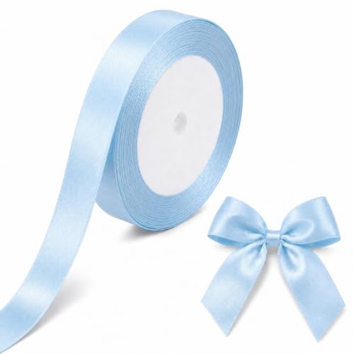 10mm Baby Blue Ribbons for Gift Wrapping 22m Ribbons for Crafting Valentines Day Decorative Thick Fabric Ribbon Applicable to Card Making Gift Wrapping Wedding Party Decoration