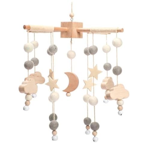 YAKINO ベッドメリー ベビー メリー モビール 木製 ブルー 赤ちゃん おもちゃ ハンドメイド 風鈴 キッズベッド 吊り下げ式 赤ちゃん ベッド飾り 撮影道具 出産祝い プレゼント… (グレー)